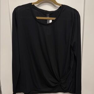 MPG Black Long Sleeve Tie Front Blouse